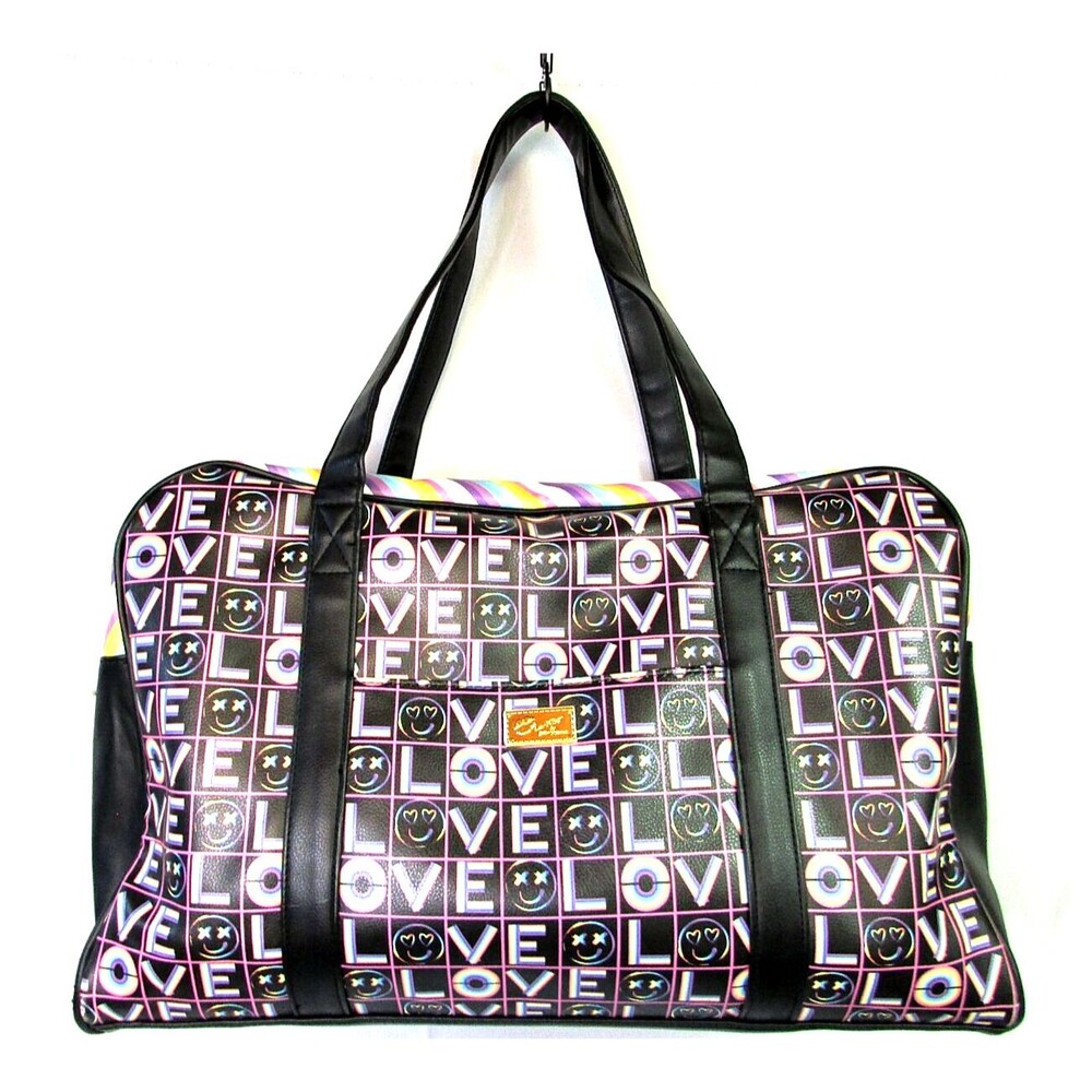 Betsey Johnson Luv Multicolor Weekender Tote Duffel Bag with Adjustable Strap